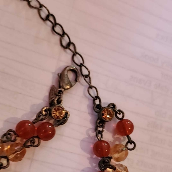 AVON NR Cranberry Orange Red Amber & Clear Crystal 16" Necklace Holiday - Picture 12 of 13